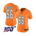 Women's Miami Dolphins #56 Davon Godchaux Limited Orange Rush Vapor Untouchable 100th Season Football Jersey