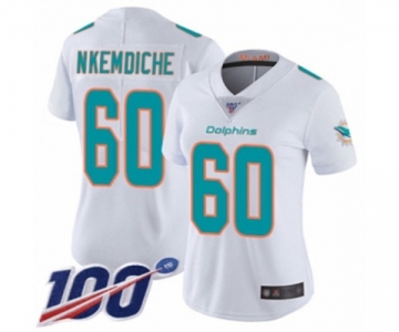 Women's Miami Dolphins #60 Robert Nkemdiche White Vapor Untouchable Limited Player 100th Season Football Jersey