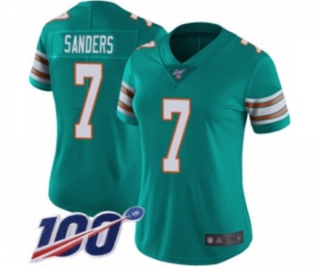 Women's Miami Dolphins #7 Jason Sanders Aqua Green Alternate Vapor Untouchable Limited Player 100th Season Football Jersey