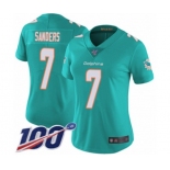 Women's Miami Dolphins #7 Jason Sanders Aqua Green Team Color Vapor Untouchable Limited Player 100th Season Football Jersey