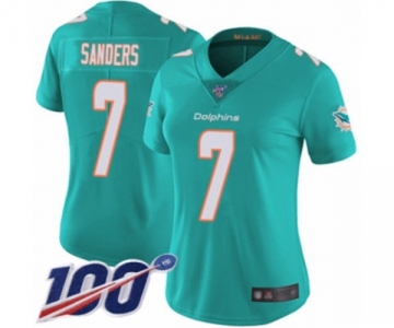 Women's Miami Dolphins #7 Jason Sanders Aqua Green Team Color Vapor Untouchable Limited Player 100th Season Football Jersey