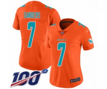 Women's Miami Dolphins #7 Jason Sanders Limited Orange Inverted Legend 100th Season Football Jersey