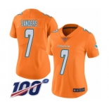 Women's Miami Dolphins #7 Jason Sanders Limited Orange Rush Vapor Untouchable 100th Season Football Jersey