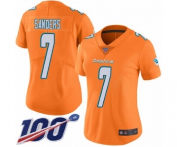 Women's Miami Dolphins #7 Jason Sanders Limited Orange Rush Vapor Untouchable 100th Season Football Jersey