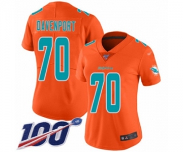 Women's Miami Dolphins #70 Julie'n Davenport Limited Orange Inverted Legend 100th Season Football Jersey