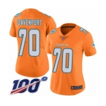 Women's Miami Dolphins #70 Julie'n Davenport Limited Orange Rush Vapor Untouchable 100th Season Football Jersey