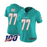 Women's Miami Dolphins #77 Adam Joseph Duhe Aqua Green Team Color Vapor Untouchable Limited Player 100th Season Football Jersey