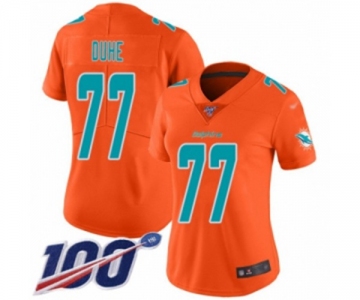 Women's Miami Dolphins #77 Adam Joseph Duhe Limited Orange Inverted Legend 100th Season Football Jersey