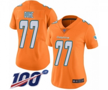 Women's Miami Dolphins #77 Adam Joseph Duhe Limited Orange Rush Vapor Untouchable 100th Season Football Jersey