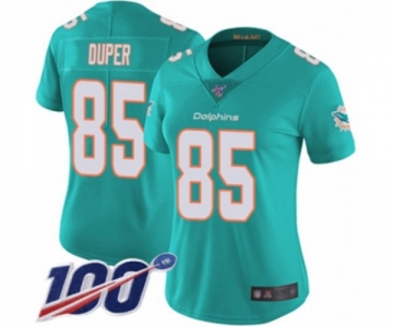 Women's Miami Dolphins #85 Mark Duper Aqua Green Team Color Vapor Untouchable Limited Player 100th Season Football Jersey