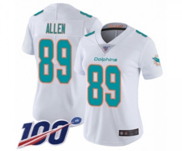 Women's Miami Dolphins #89 Dwayne Allen White Vapor Untouchable Limited Player 100th Season Football Jersey