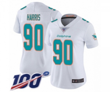 Women's Miami Dolphins #90 Charles Harris White Vapor Untouchable Limited Player 100th Season Football Jersey