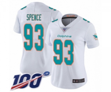 Women's Miami Dolphins #93 Akeem Spence White Vapor Untouchable Limited Player 100th Season Football Jersey