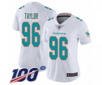 Women's Miami Dolphins #96 Vincent Taylor White Vapor Untouchable Limited Player 100th Season Football Jersey