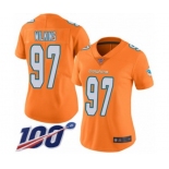 Women's Miami Dolphins #97 Christian Wilkins Limited Orange Rush Vapor Untouchable 100th Season Football Jersey