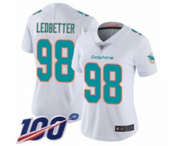 Women's Miami Dolphins #98 Jonathan Ledbetter White Vapor Untouchable Limited Player 100th Season Football Jersey