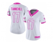 Women's Nike Miami Dolphins #17 Ryan Tannehill White Pink Stitched NFL Limited Rush Fashion Jersey