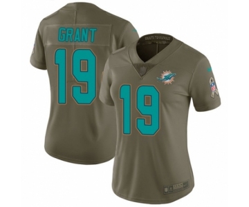 Women's Nike Miami Dolphins #19 Jakeem Grant Limited Olive 2017 Salute to Service NFL Jersey