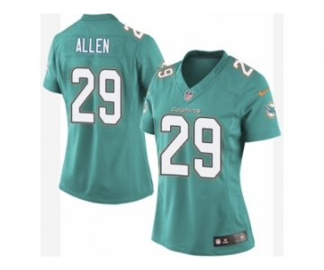 Women's Nike Miami Dolphins #29 Nate Allen Limited Aqua Green Team Color NFL Jersey