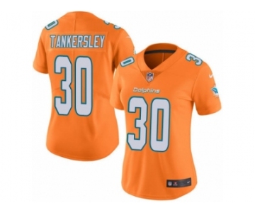 Women's Nike Miami Dolphins #30 Cordrea Tankersley Limited Orange Rush NFL Jersey