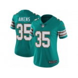 Women's Nike Miami Dolphins #35 Walt Aikens Vapor Untouchable Limited Aqua Green Alternate NFL Jersey