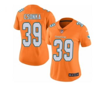 Women's Nike Miami Dolphins #39 Larry Csonka Limited Orange Rush NFL Jersey