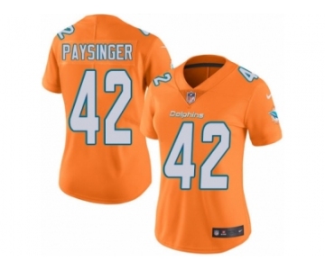 Women's Nike Miami Dolphins #42 Spencer Paysinger Limited Orange Rush NFL Jersey