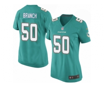 Women's Nike Miami Dolphins #50 Andre Branch Game Aqua Green Team Color NFL Jersey