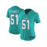 Women's Nike Miami Dolphins #51 Mike Pouncey Vapor Untouchable Limited Aqua Green Team Color NFL Jersey