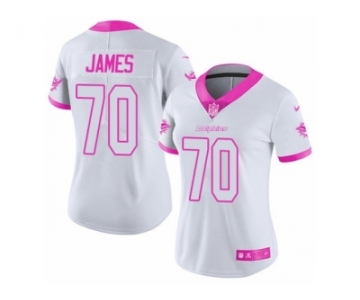 Women's Nike Miami Dolphins #70 Ja'Wuan James Limited White-Pink Rush Fashion NFL Jersey