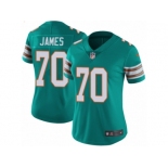 Women's Nike Miami Dolphins #70 Ja'Wuan James Vapor Untouchable Limited Aqua Green Alternate NFL Jersey