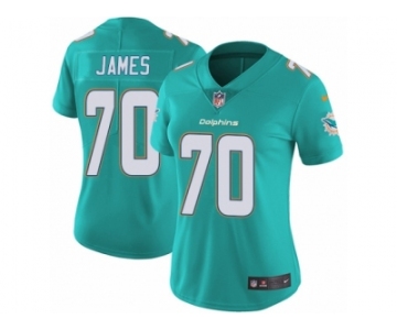 Women's Nike Miami Dolphins #70 Ja'Wuan James Vapor Untouchable Limited Aqua Green Team Color NFL Jersey