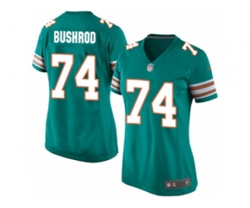 Women's Nike Miami Dolphins #74 Jermon Bushrod Game Aqua Green Alternate NFL Jersey