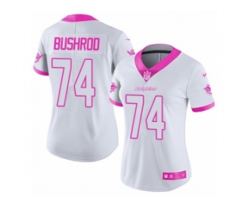 Women's Nike Miami Dolphins #74 Jermon Bushrod Limited White-Pink Rush Fashion NFL Jersey