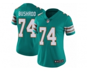 Women's Nike Miami Dolphins #74 Jermon Bushrod Vapor Untouchable Limited Aqua Green Alternate NFL Jersey