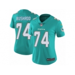 Women's Nike Miami Dolphins #74 Jermon Bushrod Vapor Untouchable Limited Aqua Green Team Color NFL Jersey