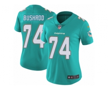 Women's Nike Miami Dolphins #74 Jermon Bushrod Vapor Untouchable Limited Aqua Green Team Color NFL Jersey