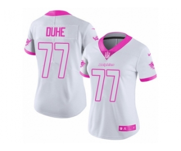 Women's Nike Miami Dolphins #77 Adam Joseph Duhe Limited White-Pink Rush Fashion NFL Jersey