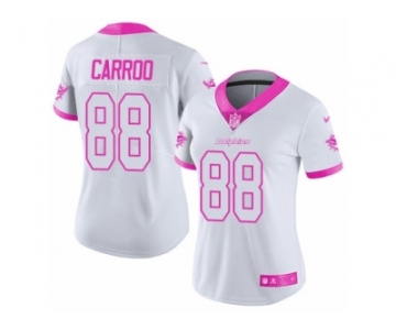 Women's Nike Miami Dolphins #88 Leonte Carroo Limited White-Pink Rush Fashion NFL Jersey