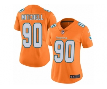 Women's Nike Miami Dolphins #90 Earl Mitchell Limited Orange Rush NFL Jersey