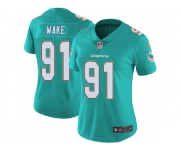 Women's Nike Miami Dolphins #91 Cameron Wake Vapor Untouchable Limited Aqua Green Team Color NFL Jersey