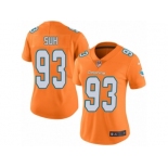 Women's Nike Miami Dolphins #93 Ndamukong Suh Limited Orange Rush NFL Jersey