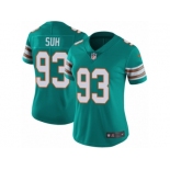 Women's Nike Miami Dolphins #93 Ndamukong Suh Vapor Untouchable Limited Aqua Green Alternate NFL Jersey