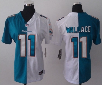 nike women nfl jerseys miami dolphins #11 mike wallace white-green[nike split]