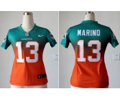 nike women nfl jerseys miami dolphins #13 marino green-orange[nike drift fashion][second version]