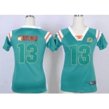 nike women nfl jerseys miami dolphins #13 marino green[fashion Rhinestone sequins]