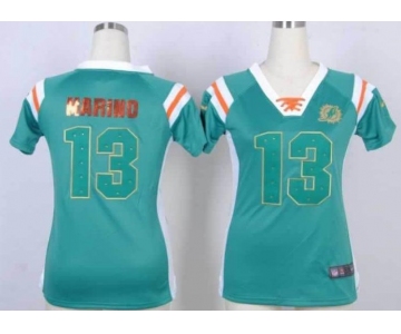 nike women nfl jerseys miami dolphins #13 marino green[fashion Rhinestone sequins]