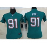 nike women nfl jerseys miami dolphins #91 wake green[new nike limited]