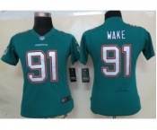 nike women nfl jerseys miami dolphins #91 wake green[new nike limited]