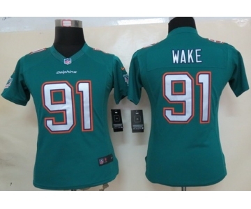 nike women nfl jerseys miami dolphins #91 wake green[new nike limited]